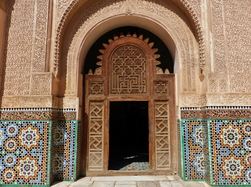Marrakech Médersa Ali Ben Youssef porte d'entrée